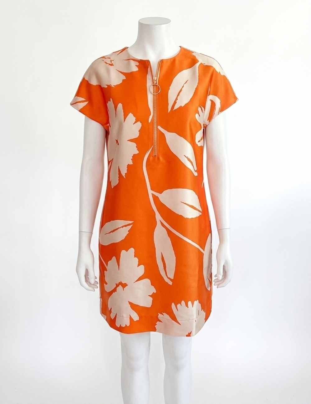 NEW JADE zipper brocade dress in orange floral